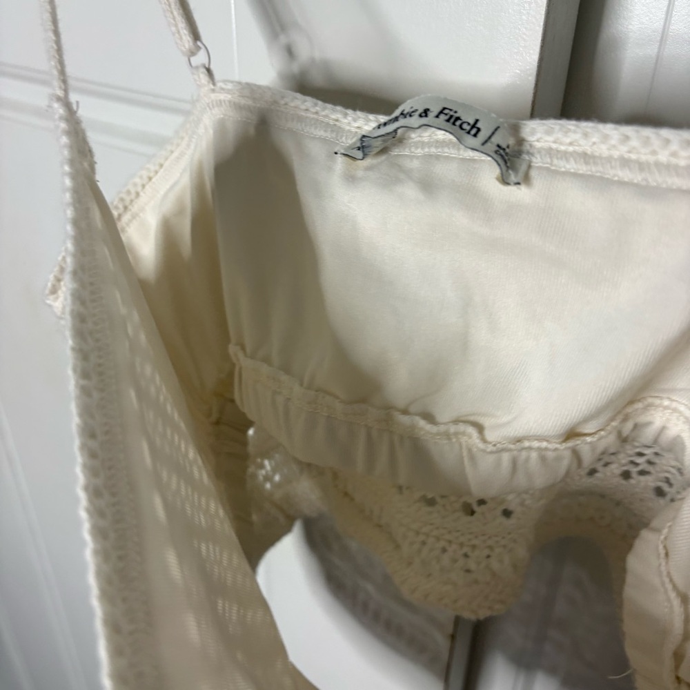 Abercrombie & Fitch A&F Crochet Style Macrame Tank top cream M boho - Picture 8 of 10
